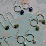 Load image into Gallery viewer, Moss (Peridot) Brass Hoop Earrings
