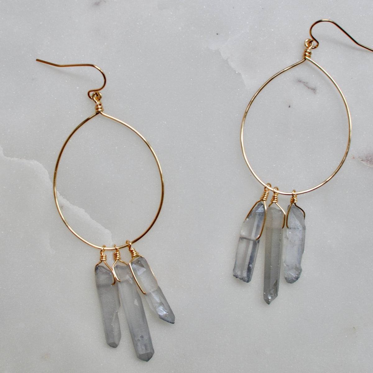 Smokey Quartz Hoop high quality Earrings Simple Gold Hoops Gold Earrings Hoop Earrings