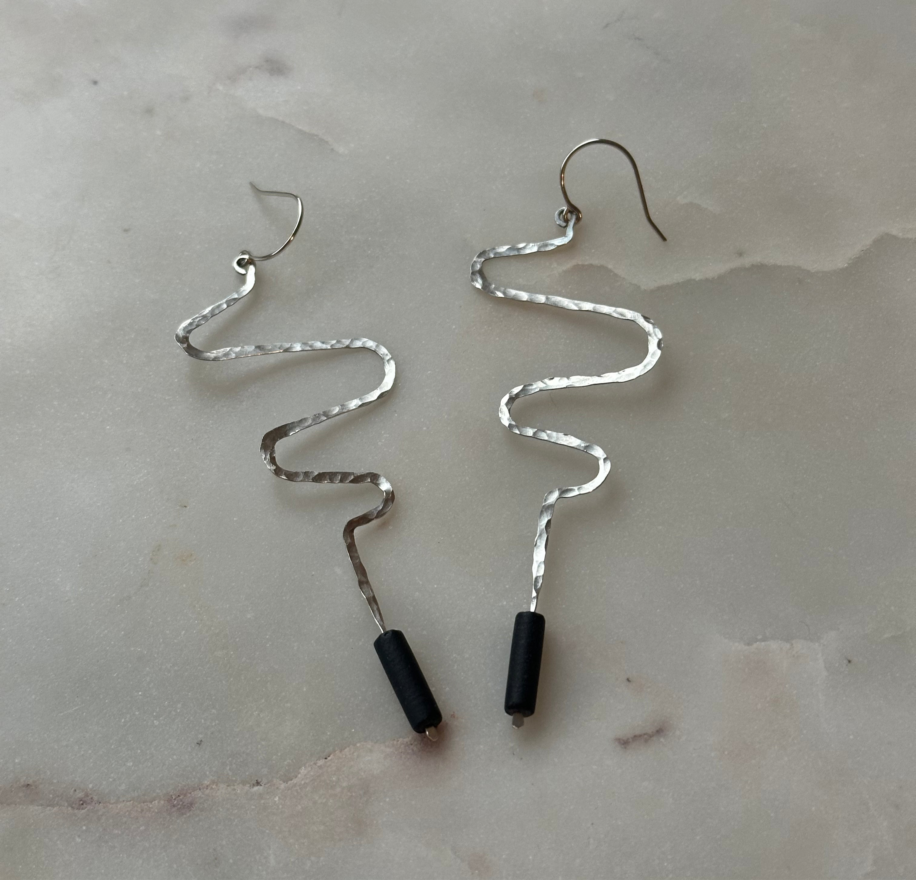 Squiggle Earrings - Various Colors with Sterling Silver