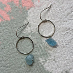 Load image into Gallery viewer, Aquamarine Brass Hoop Earrings
