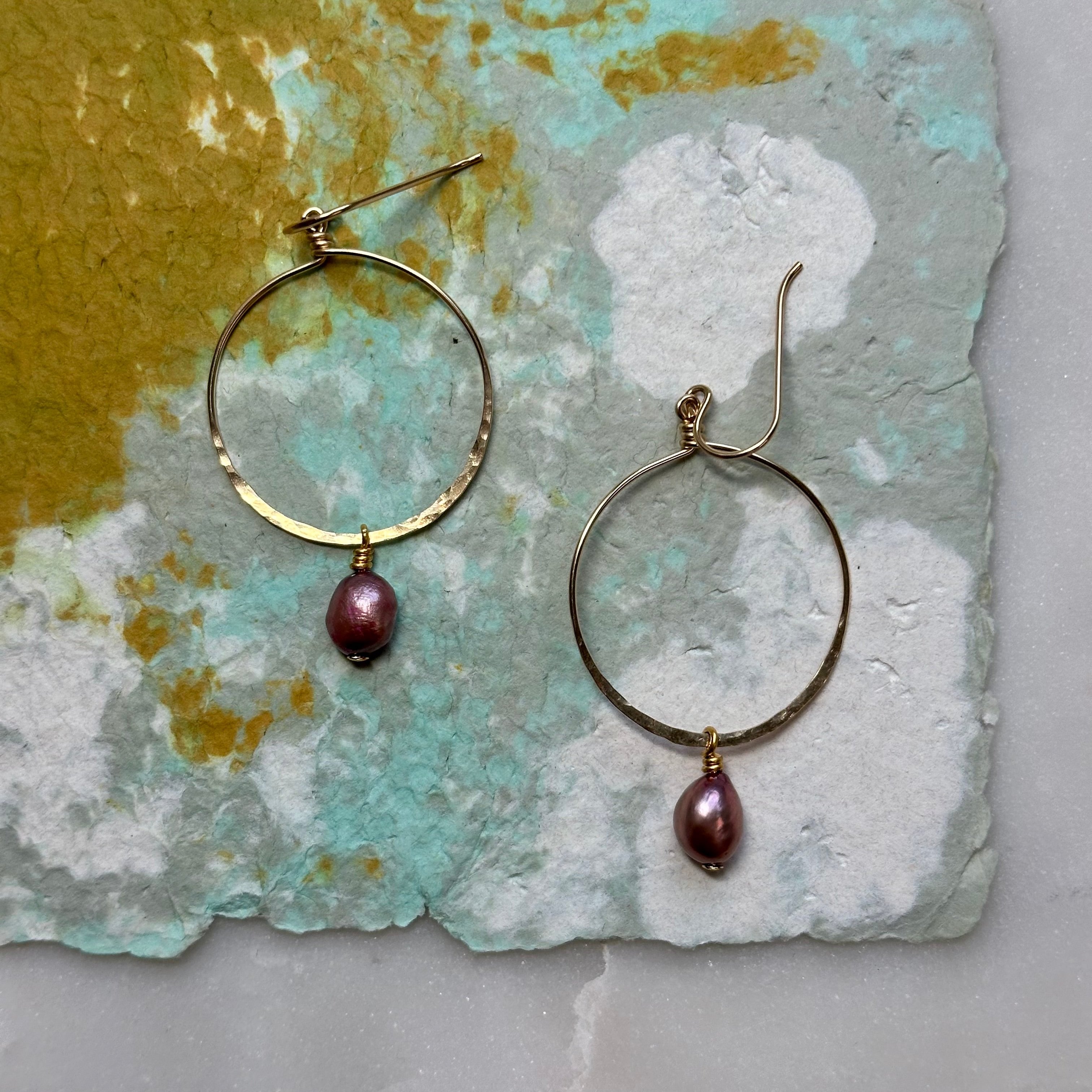 Purple Pearl Hoops