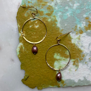 Purple Pearl Hoops