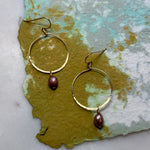 Load image into Gallery viewer, Purple Pearl Hoops
