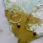 Load image into Gallery viewer, Purple Pearl Hoops
