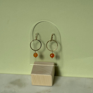 Carnelian Brass Hoop Earrings