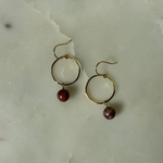 Load image into Gallery viewer, Red Jasper Brass Hoop Earrings
