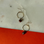 Load image into Gallery viewer, Red Jasper Brass Hoop Earrings
