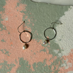 Load image into Gallery viewer, Pearl Brass Hoop Earrings
