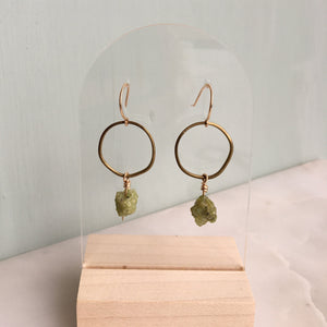 Moss (Peridot) Brass Hoop Earrings