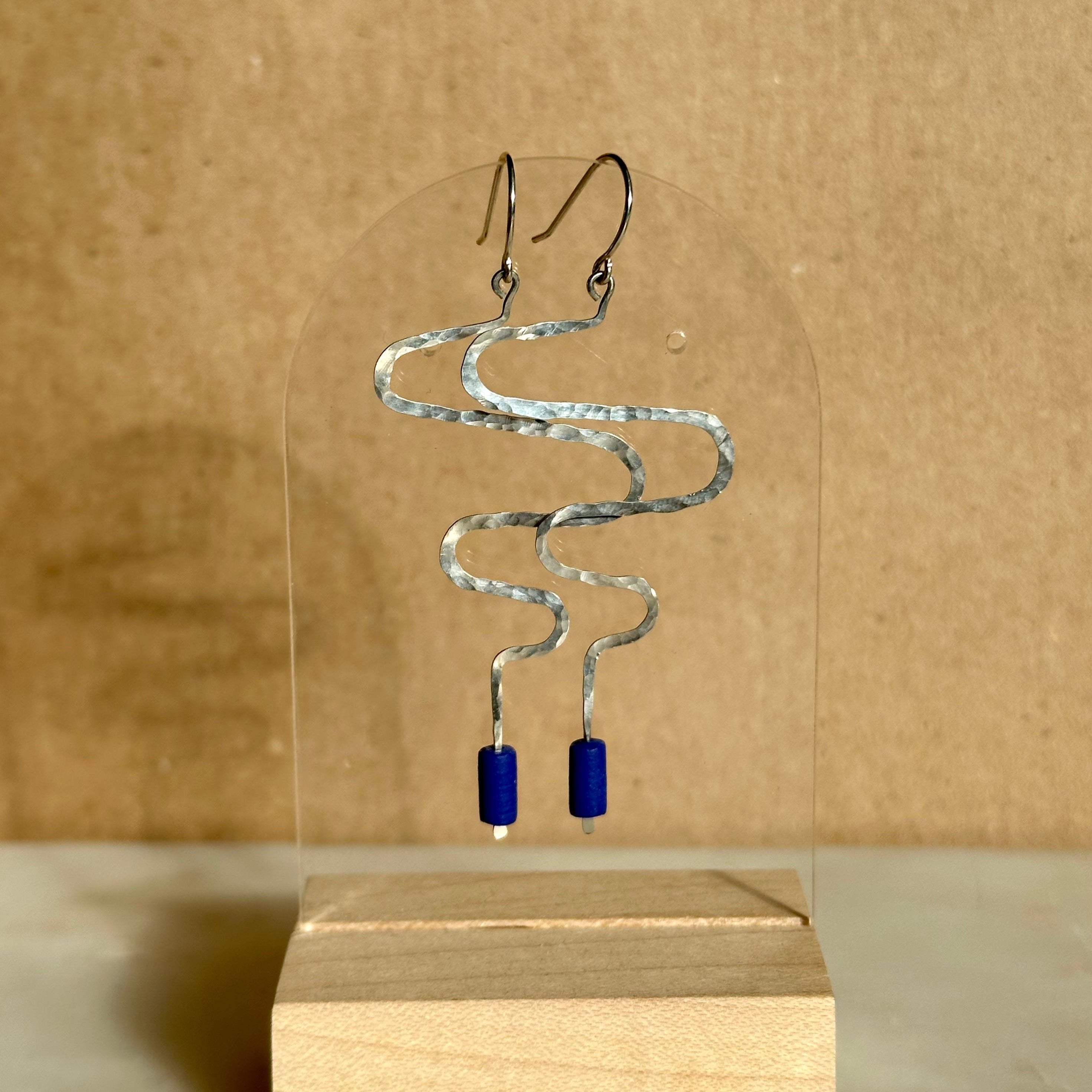 Squiggle Earrings - Various Colors with Sterling Silver