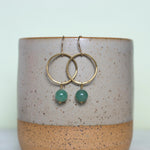 Load image into Gallery viewer, Aventurine Brass Hoop Earrings
