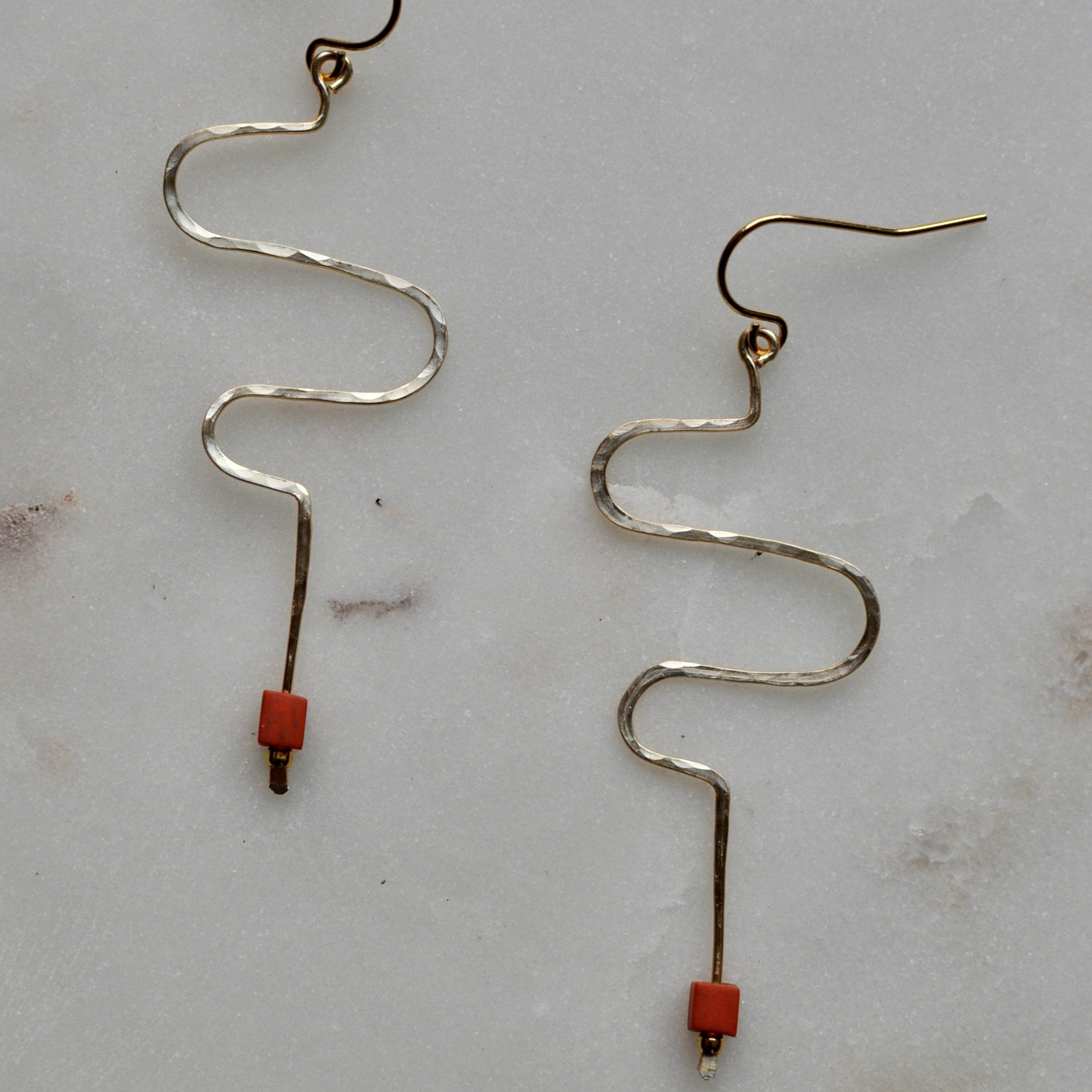 Squiggle Post Earrings, Small Gold Squiggle Stud Earrings