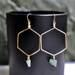 Load image into Gallery viewer, Hexagon Hoops - Multiple Gemstone Options
