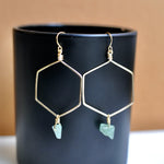 Load image into Gallery viewer, Hexagon Hoops - Multiple Gemstone Options

