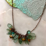 Load image into Gallery viewer, Aqua/Mustard Cluster Necklace
