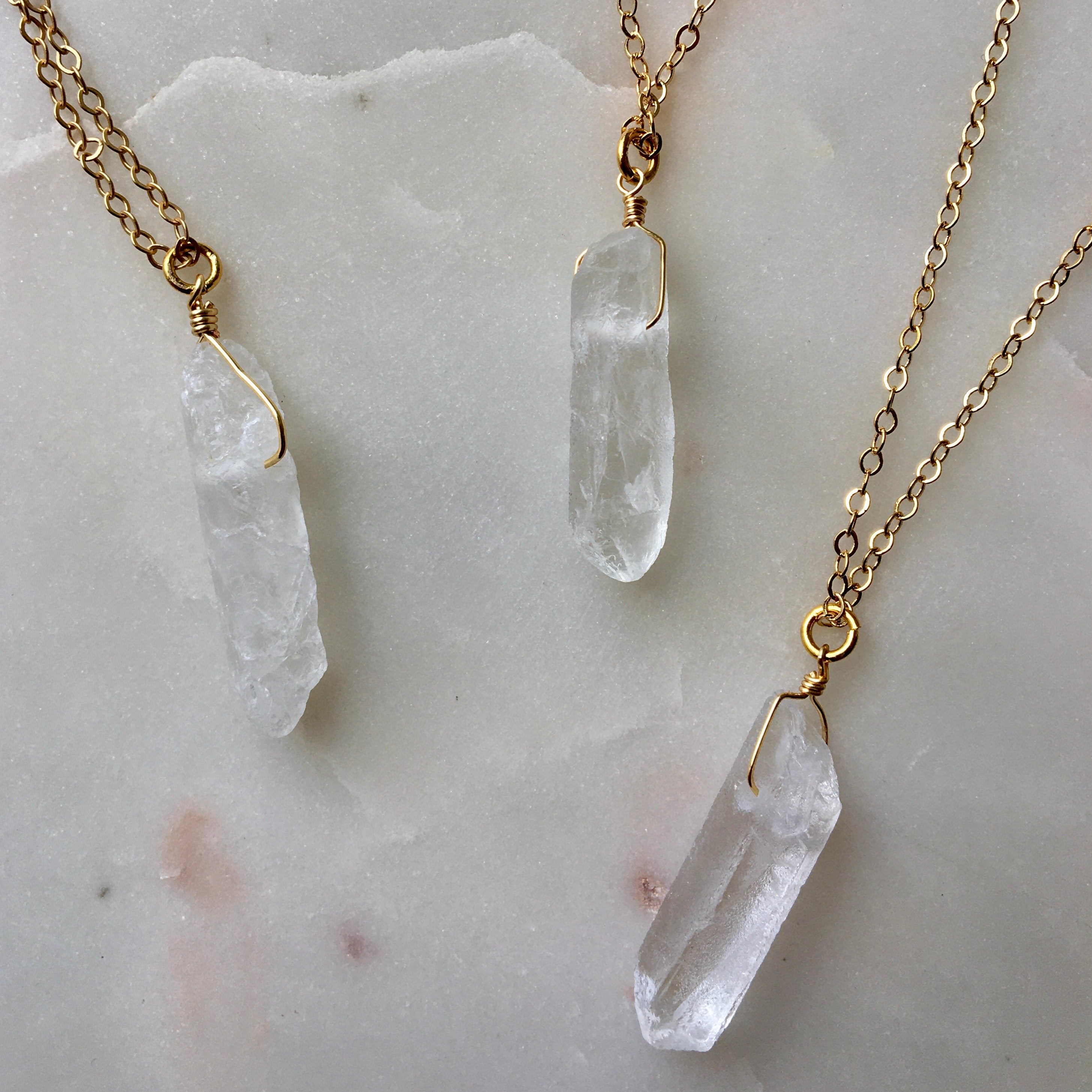 Quartz Crystal Pendant Necklace - Many color options