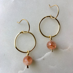 Sunstone Brass Hoop Earrings