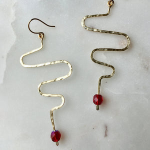 Squiggle Post Earrings, Small Gold Squiggle Stud Earrings