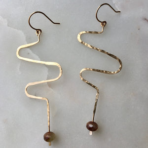 Squiggle Earrings - Various Colors with Gold Fill