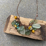 Load image into Gallery viewer, Aqua/Mustard Cluster Necklace
