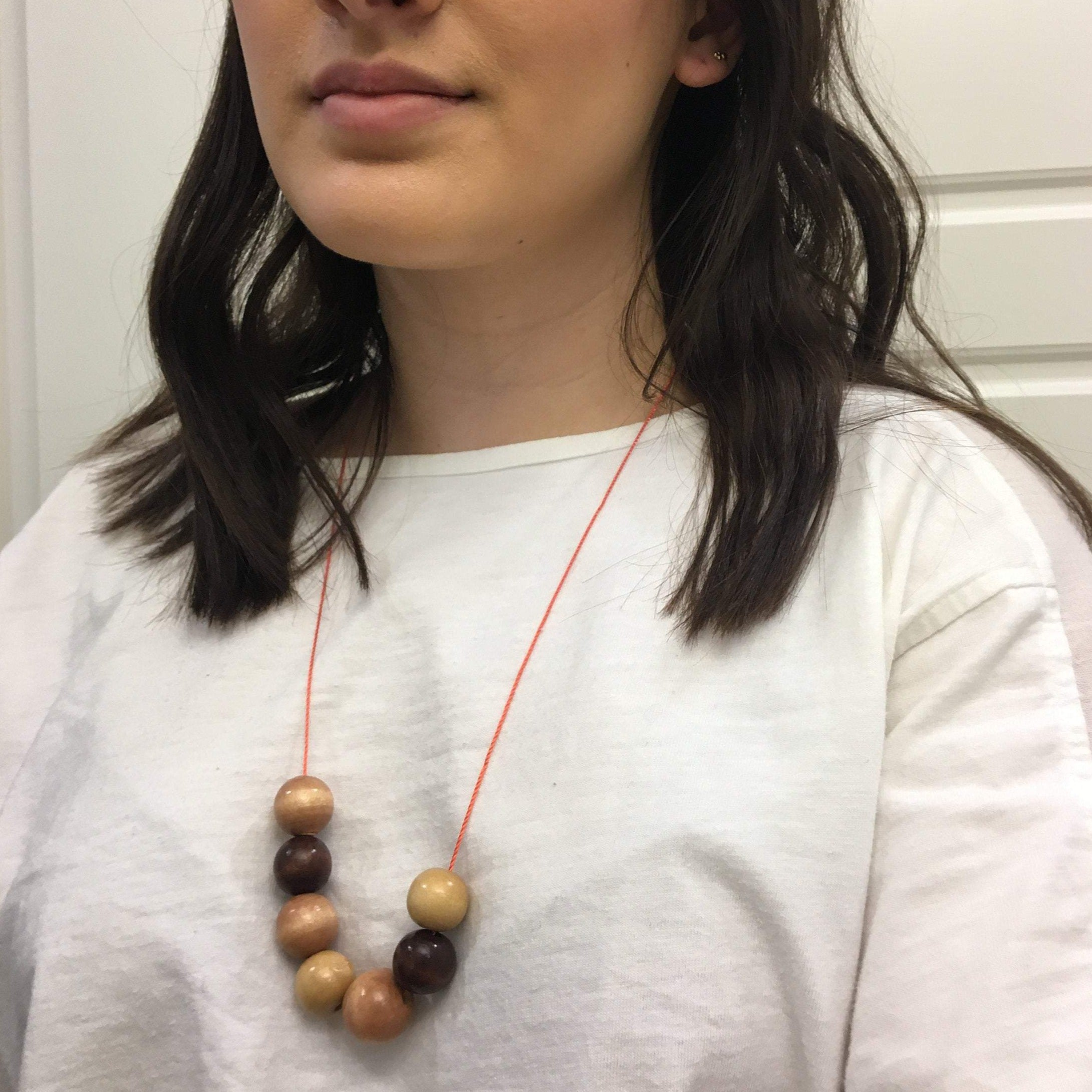 Wooden Bead Necklaces - Naturally Hand Dyed Beads