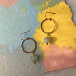 Load image into Gallery viewer, Aventurine Brass Hoop Earrings
